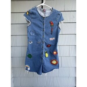 FARM Rio Denim Patch Romper (XS/P) –‎ Rare – Needs Crotch Repair – Raw Hem